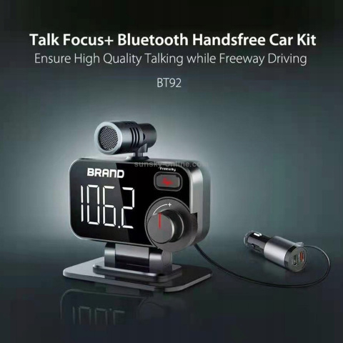 BT92 Samochodowy nadajnik FM Bluetooth zestaw głośnomówiący Bluetooth QC3.0