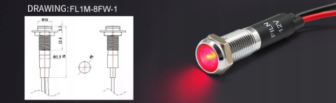 FILN 3 sztuki 8 mm (5/16") 12 V LED lampka kontrolna wodoszczelna