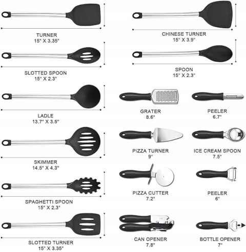 Kit 42 Zestaw przyborów kuchennych - niezbędny w każdej kuchni