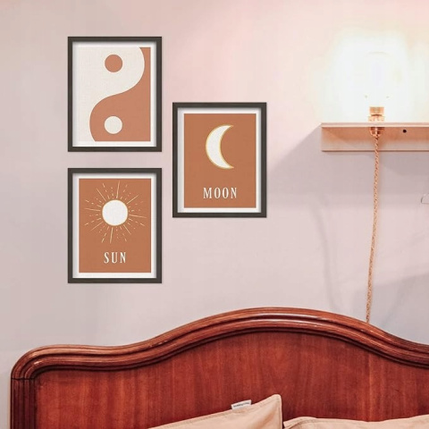 Putuo Decor Boho - Zestaw 3 - Minimalistyczne obrazy na płótnie na ścianę