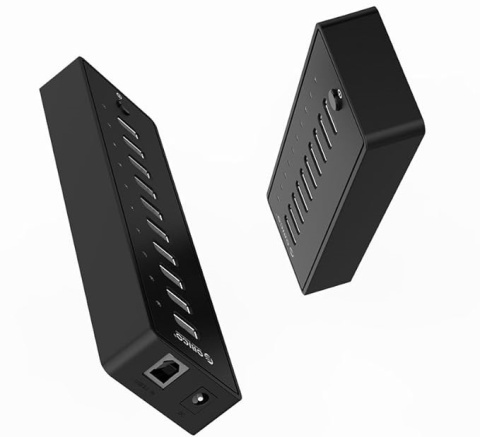 Koncentrator USB 2.0 z 10 portami Zasilacz 30W Przyłącze Zasilania