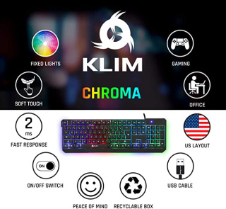 KLIM Klawiatura do gier Chroma QWERTY WŁOCHY - Najlepsze dla graczy