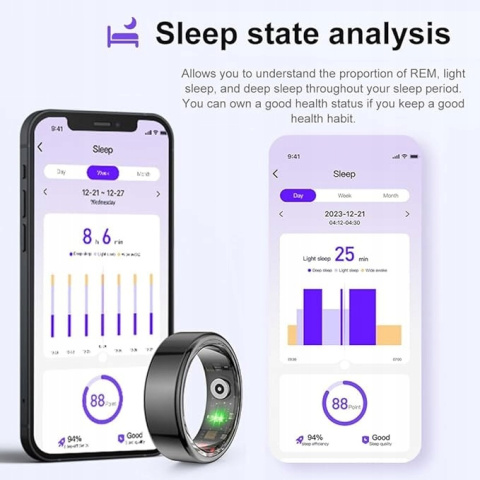 SMARTRING 18.1MM SMART RING ROZ. 8 IP68 MONITOR SNU CZARNY