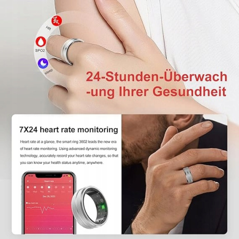 SMARTRING 19 MM SMART RING ROZ. 9 IP68 MONITOR SNU srebrny