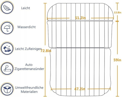 Materac Dmuchany do Samochodu Składany 2-osobowy Gruby Solidny Kempingowy