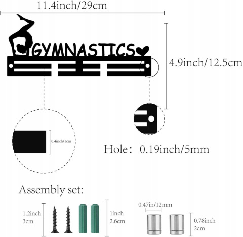 Akrylowy Wieszak Ścienny na Medale Sportowe Taneczne Gimnastyczne - Czarny