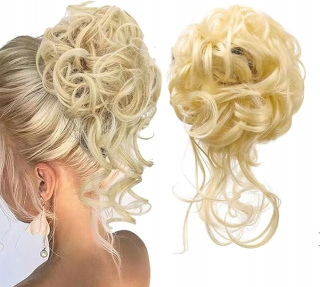 Sztuczny Kok treska Messy Bun Przedłużane włosy Gumka - Jasny Blond