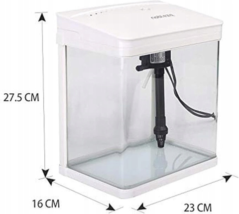 Szklane akwarium 7L z pokrywą i oświetleniem LED Zbiornik z filtrem