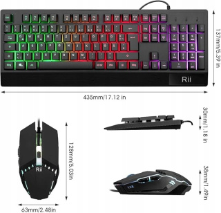 Klawiatura i Mysz Gamingowa Rii RK400 - Podświetlenie RGB QWERTZ (DE)