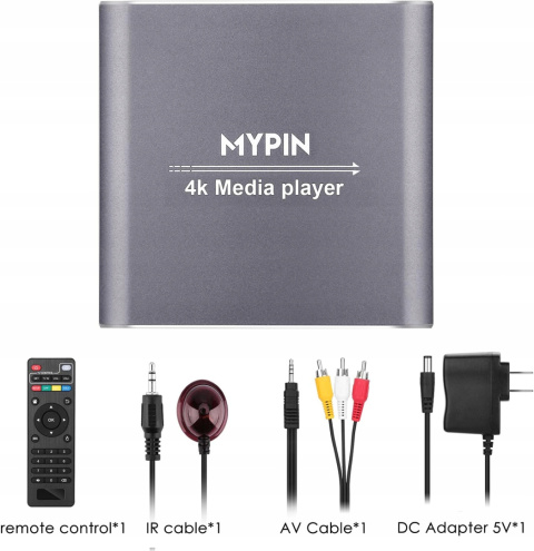 MYPIN Odtwarzacz multimedialny 4K - Mini HD Media Player