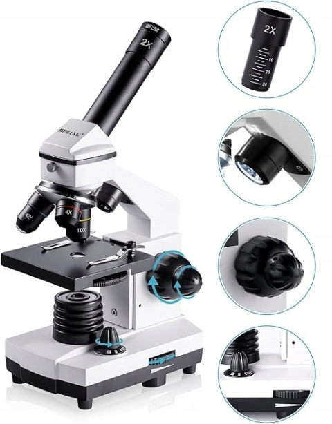 Mikroskop Biologiczny BEBANG 100X-2000X Zestaw Edukacyjny z Akcesoriami