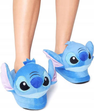 Niebieskie Kapcie Disney Stitch Pluszowe Ciepłe Antypoślizgowe - 40/41