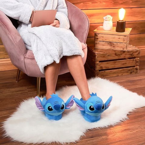 Niebieskie Kapcie Disney Stitch Pluszowe Ciepłe Antypoślizgowe - 40/41