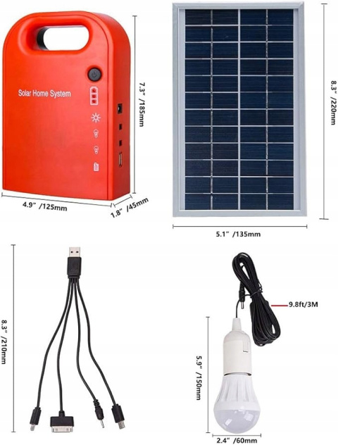 Panele słoneczne Przenośny Zestaw fotowoltaiczny Solarny + kabel USB 4w1