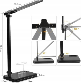 Podwójna Lampa biurkowa LED Obrotowa z Regulacją jasności Timer Port USB