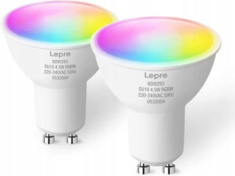 2x Inteligentna Żarówka LED RGB Wi-Fi Kompatybilna z Alexa i Google Home