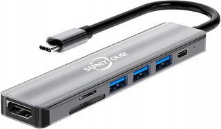 Hub Adapter USB 7 portów USB-C USB-A Stacja dokująca 4K HDMI USB 3.0