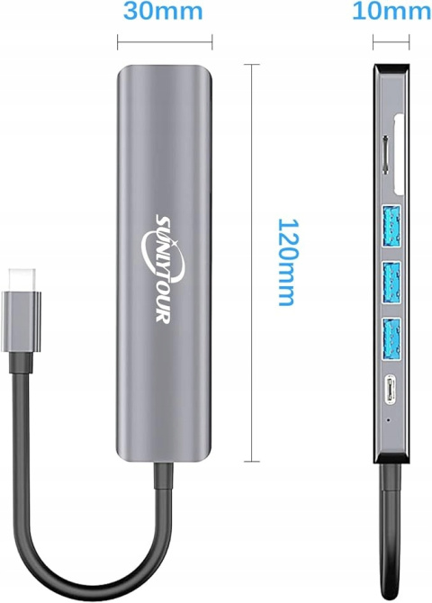 Hub Adapter USB 7 portów USB-C USB-A Stacja dokująca 4K HDMI USB 3.0