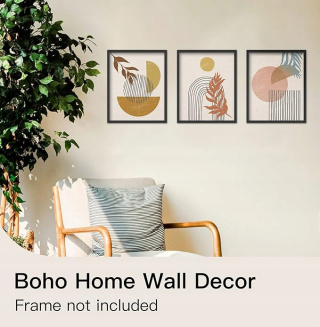 Putuo Decor Zestaw 3 abstrakcyjnych nowoczesnych boho tęczowy obraz