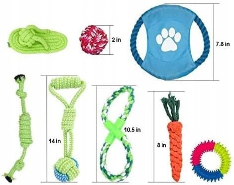 Zestaw Zabawek dla Psa Sznury i kółka dla psów Bawełniane Akcesoria 8 szt.