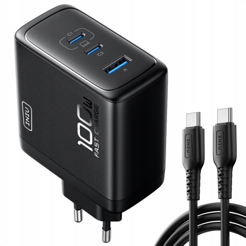 Kompaktowa ładowarka 3-portowa 100W USB C INIU Kompaktowa ładowarka 3-portowa 100W USB C INIU
