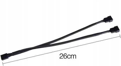 Przewód wentylatora PWM z osłoną, konwerter 1 do 2, 2 sztuki, czarny