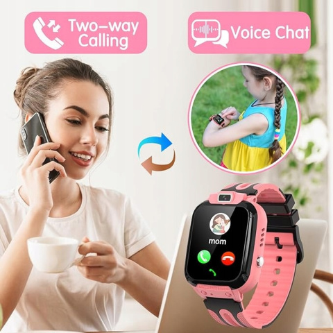 Clleylise Smartwatch dla dzieci, z GPS i telefonem różowy