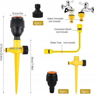 Obrotowy Zraszacz Ogrodowy 360° Automatyczne Podlewanie Trawnika - 6szt.