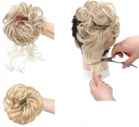 Sztuczny Kok treska Messy Bun Przedłużane włosy Gumka - Jasny Blond