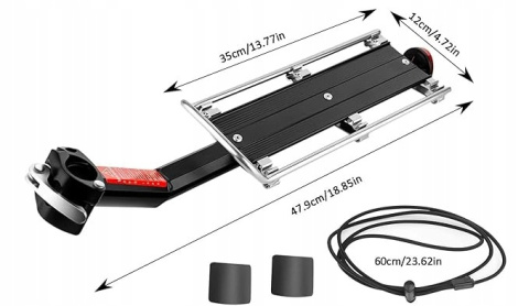 Uniwersalny bagażnik rowerowy MTB Aluminiowy Regulowany z odblaskiem