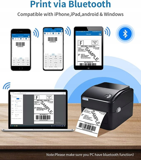 Drukarka termiczna do etykiet z Bluetooth Vretti Drukarka termiczna do etykiet z Bluetooth Vretti