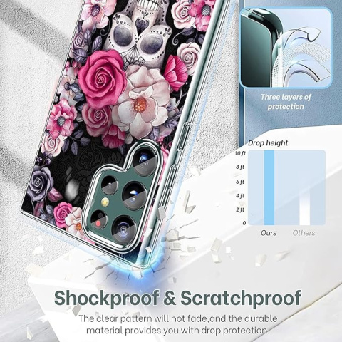 Etui Samsung Galaxy S22 Ultra 5G alloween Rose Skull