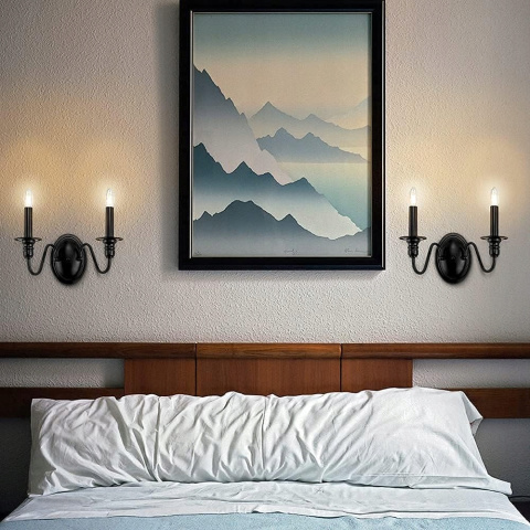 Lampa wisząca MRHYSWD 2 lampki kinkiet do salonu sypialni E14 czarny