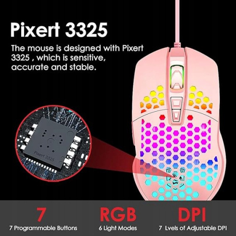 DEIOG G11 PRZEWODOWA MYSZ DO GIER USB z podświetleniem RGB