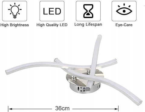 Elegancka zakrzywiona konstrukcja Lampa sufitowa LED 3 ,18W 1440lm