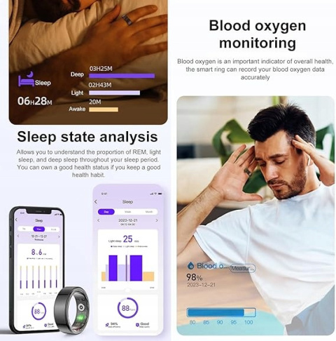 SMARTRING 18.9MM SMART RING ROZ. 9 IP68 MONITOR SNU CZARNY