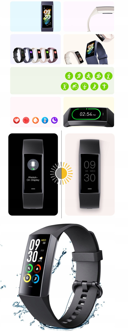 Smartwatch Active Band C80 MĘSKI POŁĄCZENIA DLA KOBIETY SMART beżowy