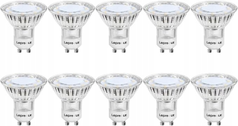 10x Żarówka LED Lepro GU10 250lm 3W Ciepła Biel 2700K Energooszczędna