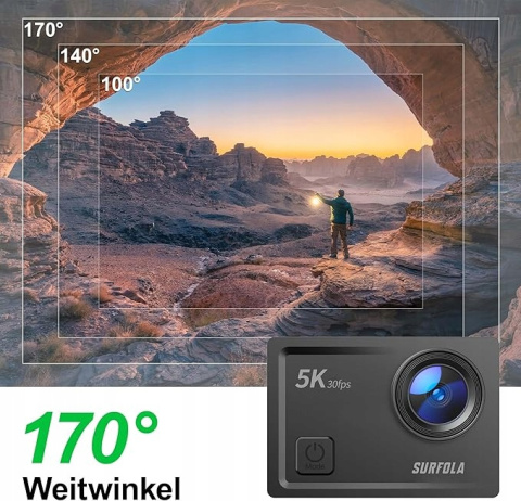 Kamera Sportowa 5K/30FPS 24MP Wodoodporna kamerka 40M PC WiFi + pilot