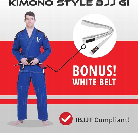 Kimono BJJ Strój do Brazylijskiego Jiu-Jitsu z Białym Paskiem