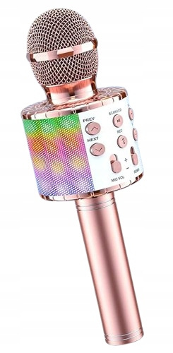 Mikrofon Bluetooth 5w1 LED Karaoke dla dzieci z Głośnikiem i Zmianą głosu