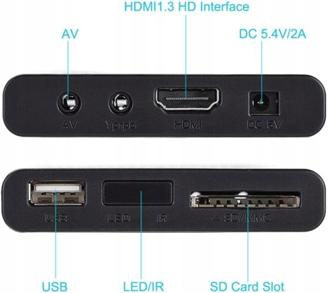 Odtwarzacz Multimedialny 1080P HDMI USB Pilot Obsługa Dysku 2.5T 16 Języków