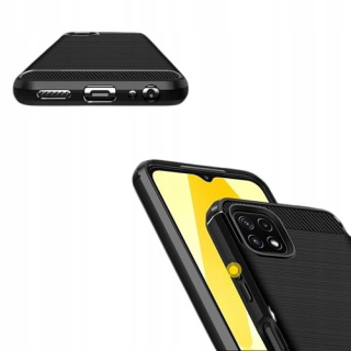 Czarne Silikonowe Etui do Samsung Galaxy A22 Case + 3x szkło hartowane