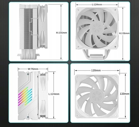 Wentylator RGB LED Chłodzący procesor 120mm Intel LGA 1700/AMD Ryzen AM5