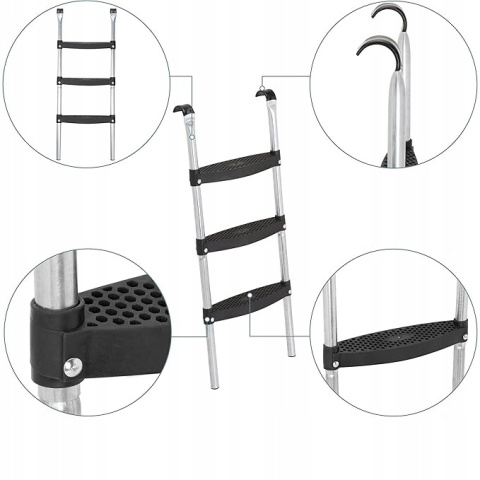 Drabinka do Trampoliny 3 stopniowa 86cm wys. Stalowa