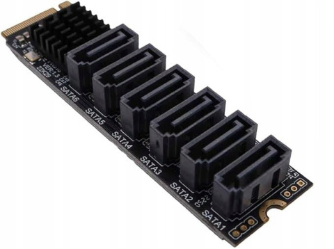 Karta rozszerzeń M2 NGFF NVMe PCIe do SATA 3.0 6-portów Adapter ASM1166 Karta rozszerzeń M2 NGFF NVMe PCIe do SATA 3.0 6-portów Adapter ASM1166