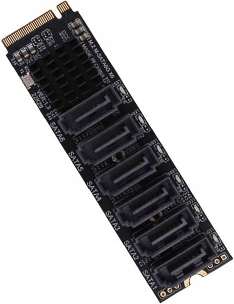 Karta rozszerzeń M2 NGFF NVMe PCIe do SATA 3.0 6-portów Adapter ASM1166 Karta rozszerzeń M2 NGFF NVMe PCIe do SATA 3.0 6-portów Adapter ASM1166