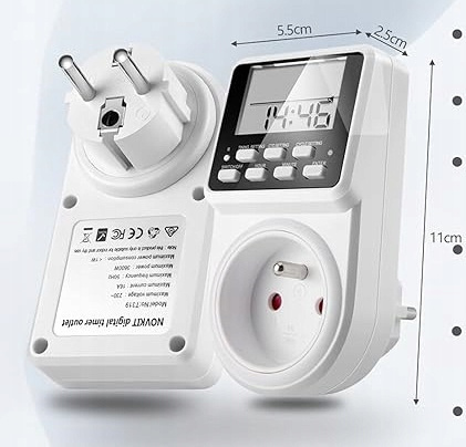 Programator czasowy NOVKIT Gniazdo z Timerem 16A Cyfrowe Odliczanie LCD