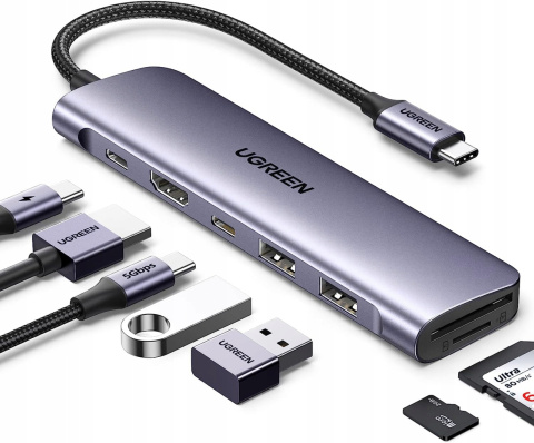 UGREEN Uno USB C Hub 10Gbps 4K@60Hz 6 w 1 100W Adapter USB C USB A i USB C