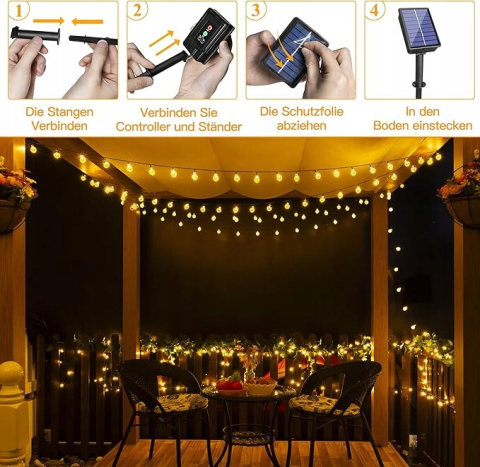 8m Wodoodporne 60 LED IP65 Wodoodporne Solarne Lampy Zewnętrzne 8m Wodoodporne 60 LED IP65 Wodoodporne Solarne Lampy Zewnętrzne